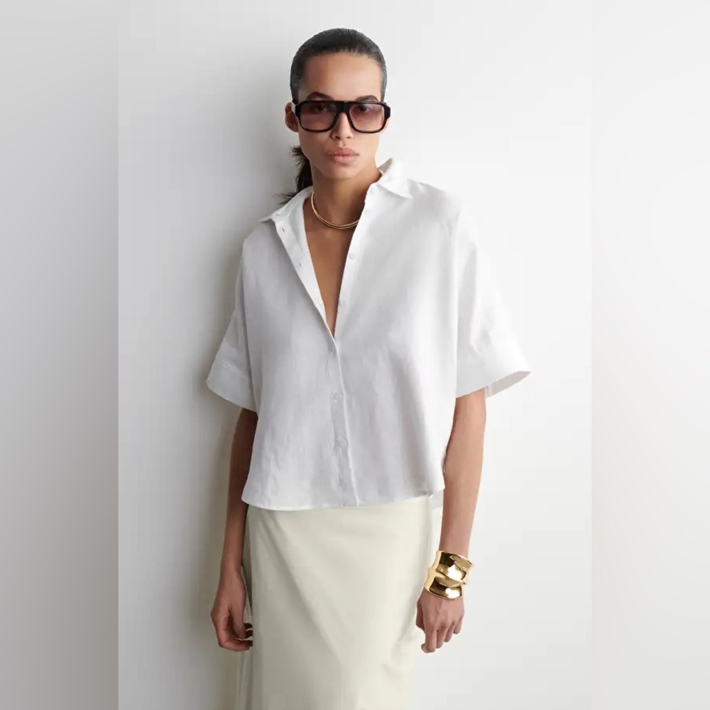 COS White Casual Button Down Shirt Classic Design
